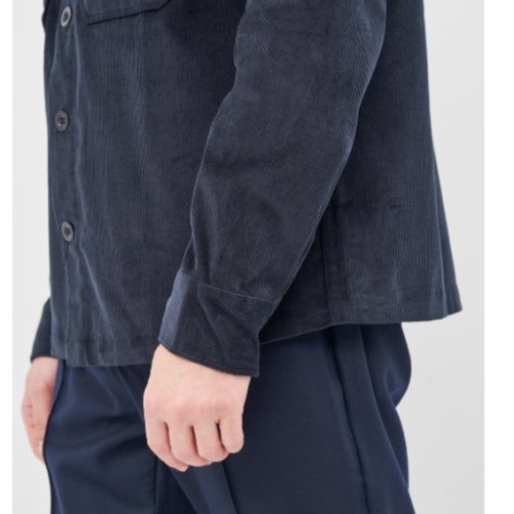 Michael Kors Mens Curdoroy Trucker Shirt - Navy Blue - Medium & Large - Picture 5 of 10